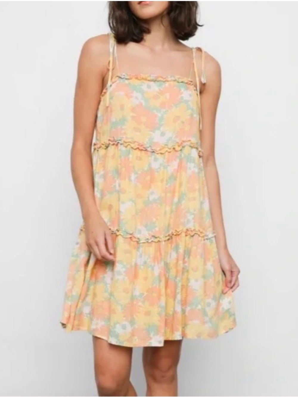 Rails Caralyn Linen Blend Floral Mini Sundress Tiered, XXL Lined, Sleeveless